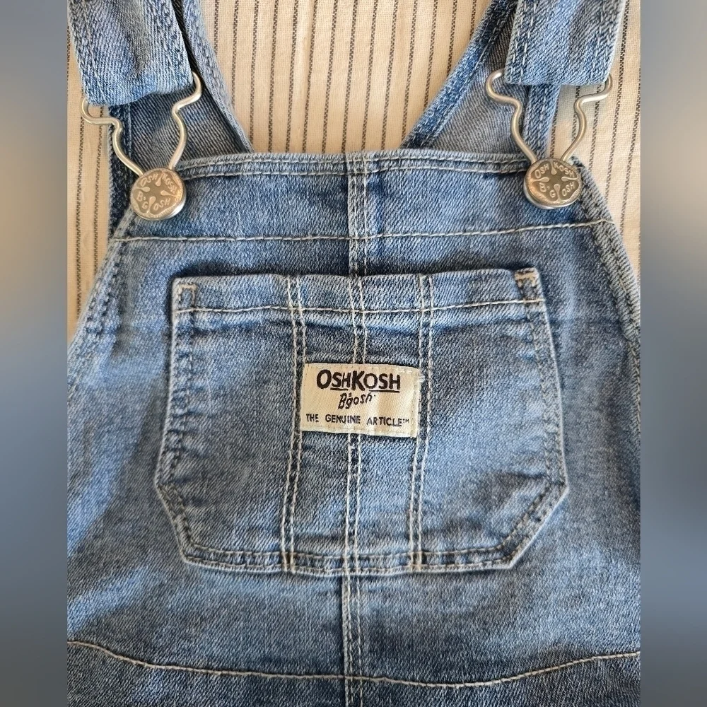 OshKosh Denim White Eyelet Lace Bottom Vestback Dress Size 4T Girls